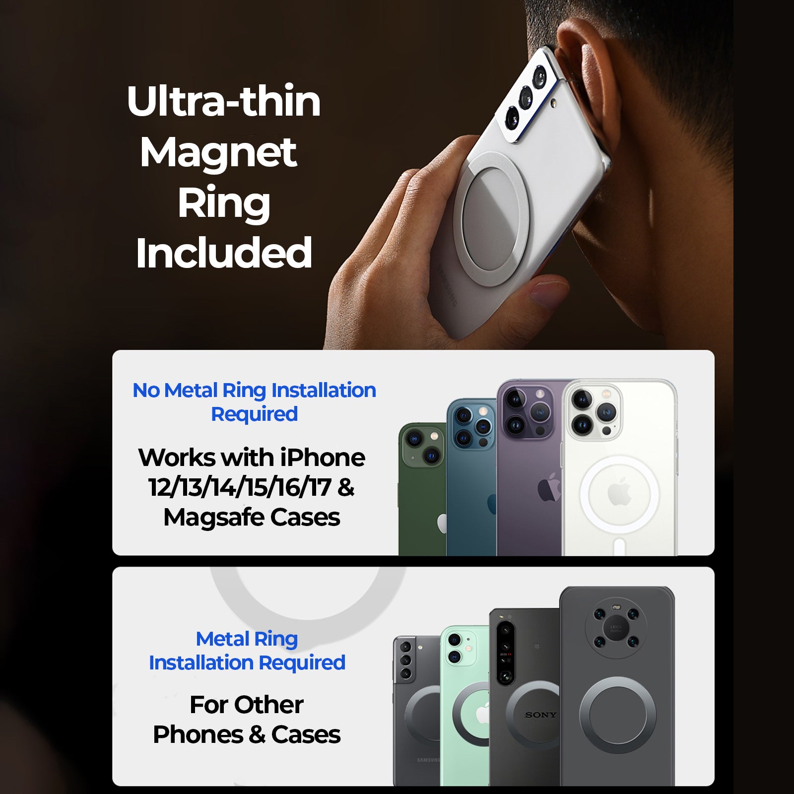 Magnetic Phone Mount I Works With All Phones