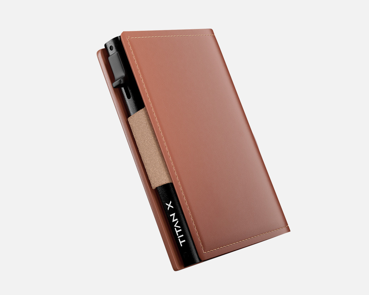 TITAN X, Trifold Edition Elevated View, Brown Leather