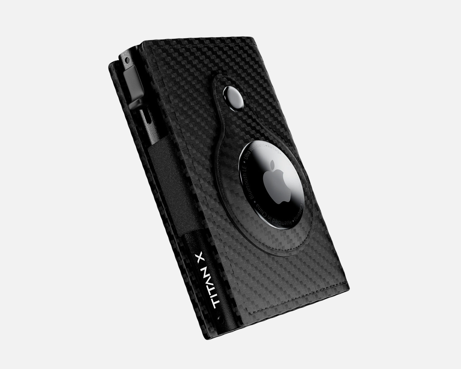 Trifold Edition With Airtag Holder TITAN X Elevated View, Carbon Fiber