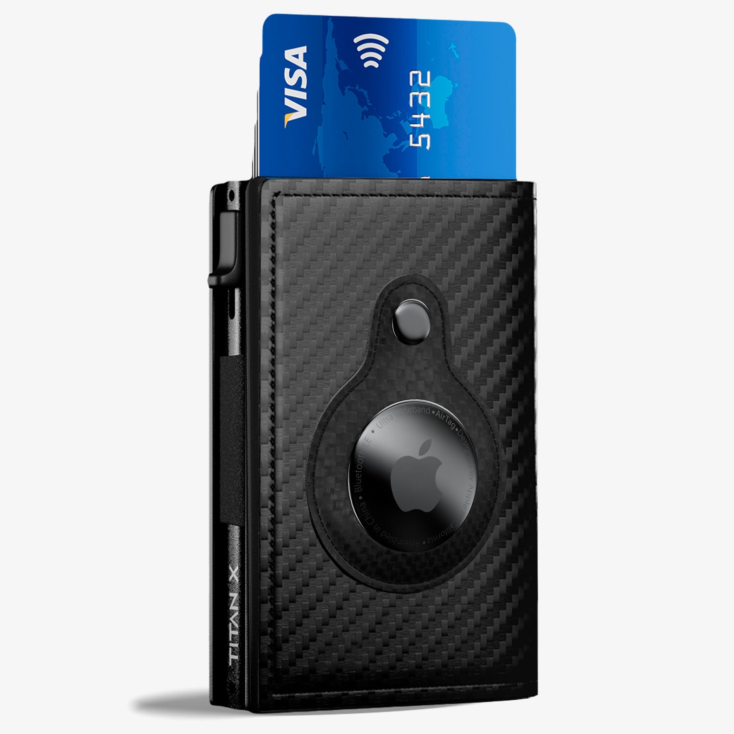 Trifold Edition With Airtag Holder TITAN X Back View, Carbon Fiber
