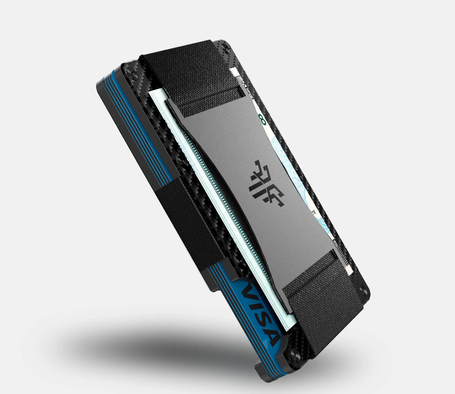TITAN X Wallet Cash Strap Carbon FIber | Minimalist Slim Metal anti RFID Wallet For Men | Front Pocket Minimalist and Slim