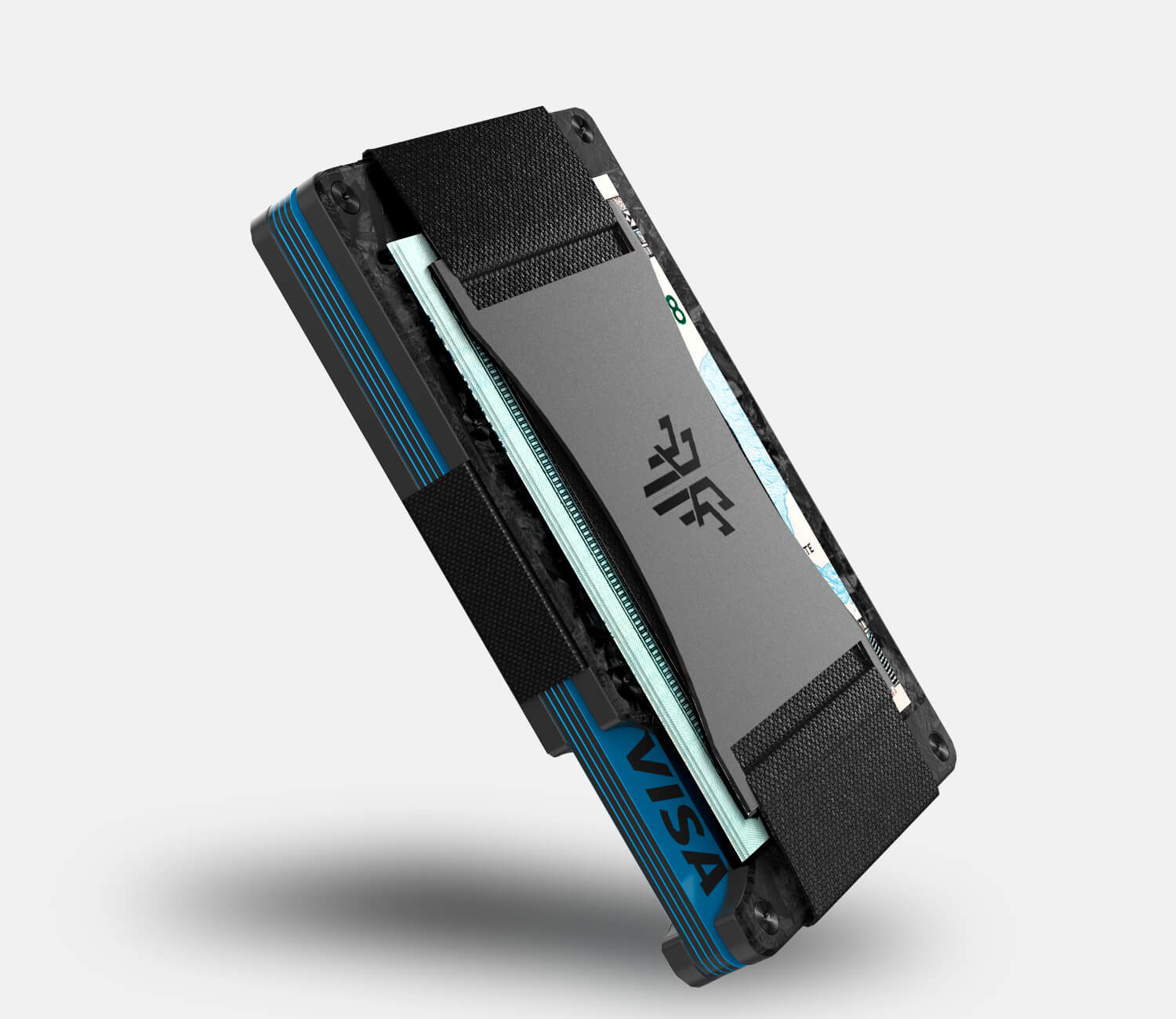 TITAN X Wallet Cash Strap Forged Carbon | Minimalist Slim Metal anti RFID Wallet For Men | Front Pocket Minimalist and Slim