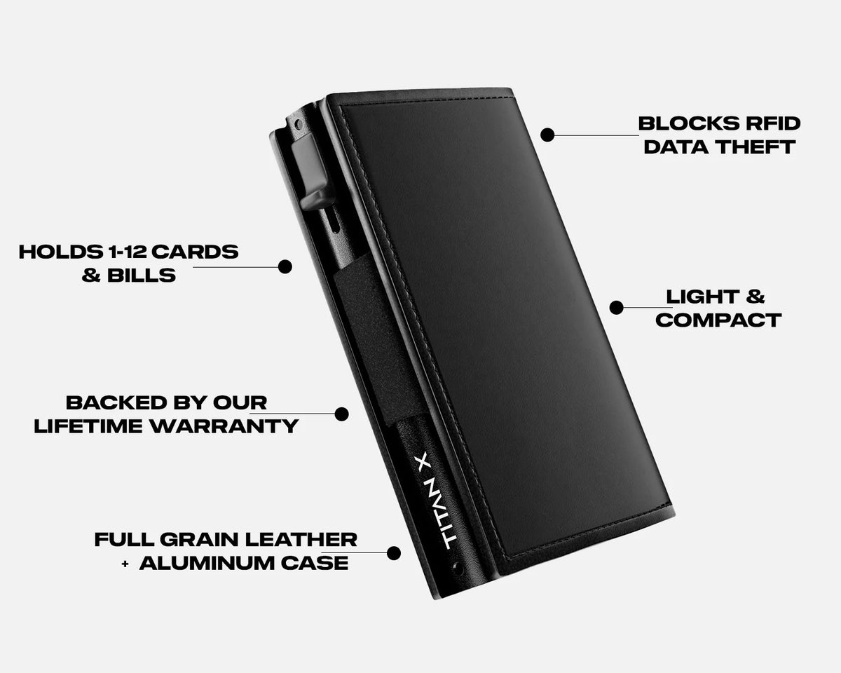 TITAN X Trifold RFID-blocking wallet in Black Leather